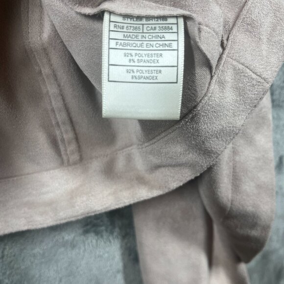 BB Dakota Jacket Womens Medium Beige Faux Suede Drape Front Pockets Casual - Picture 3 of 8